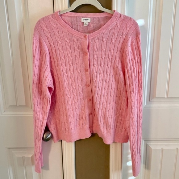 J. Crew Pink Cable-Knit Cotton Cardigan and Tank Twin Set - Picture 5 of 14